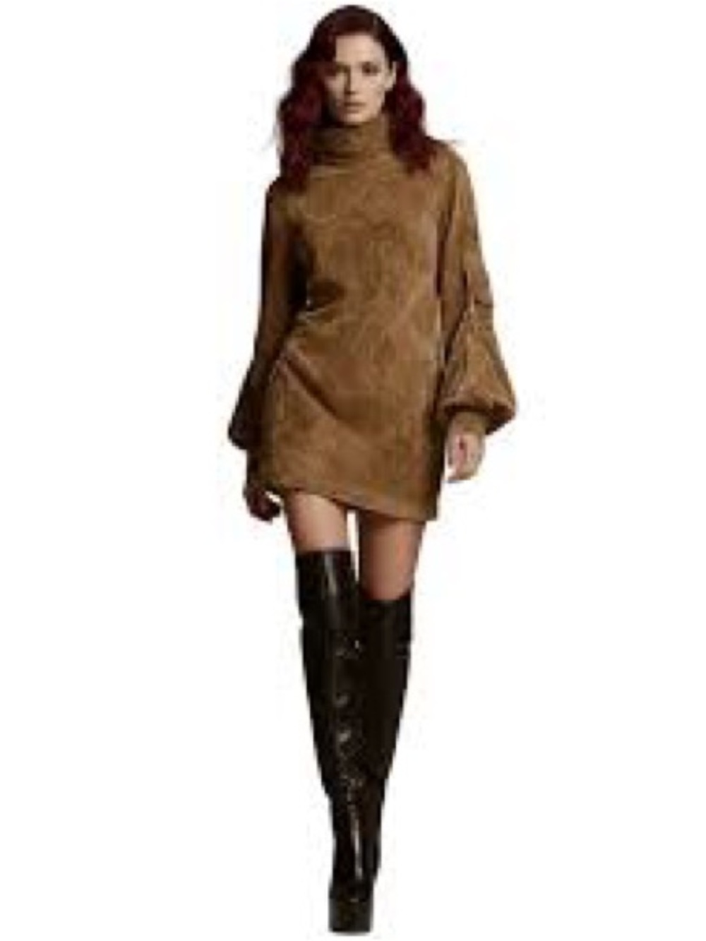 Turtleneck Mini Dress in Camel